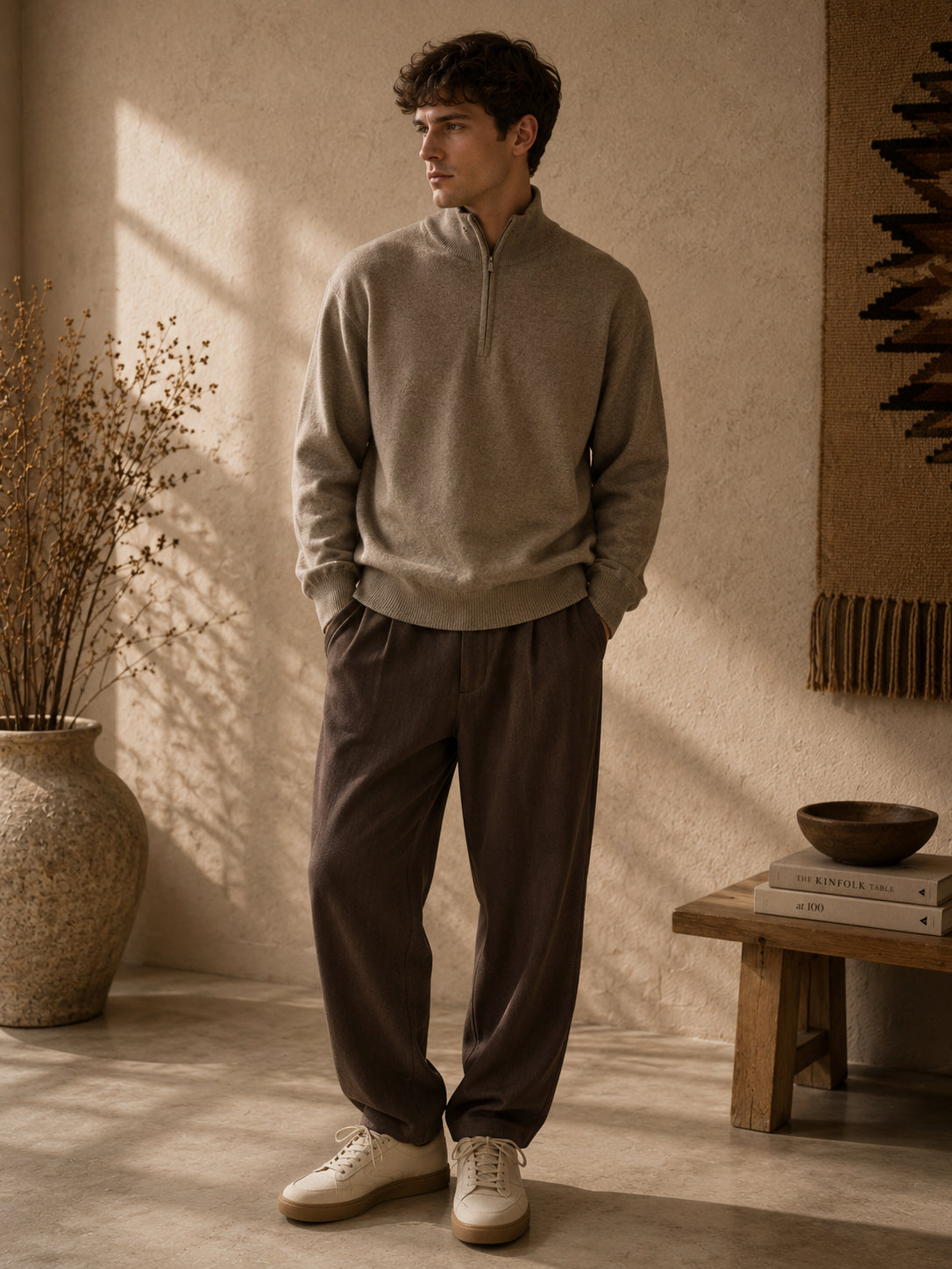 Cashmere Quarter Zip Herren Polo