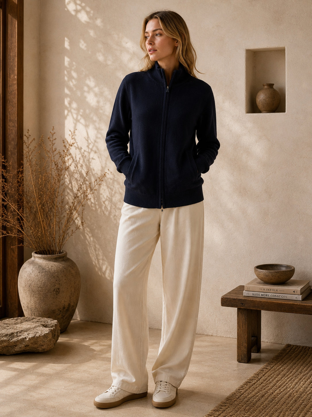 Cashmere Cardigan Zipper Damen