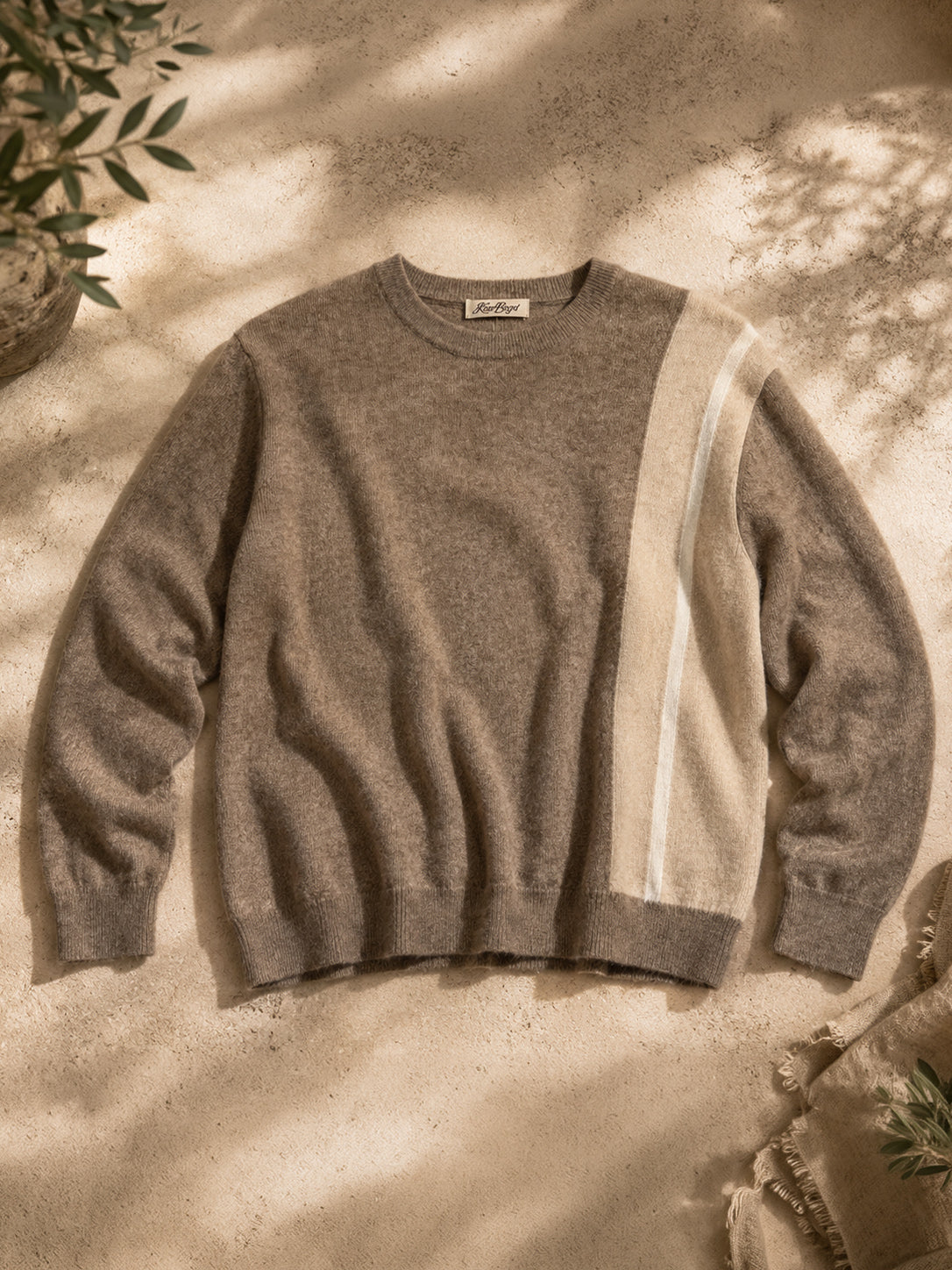 Gestreifter Cashmere Crew Neck Pullover Herren