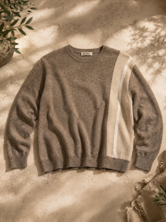 Gestreifter Cashmere Crew Neck Pullover Herren