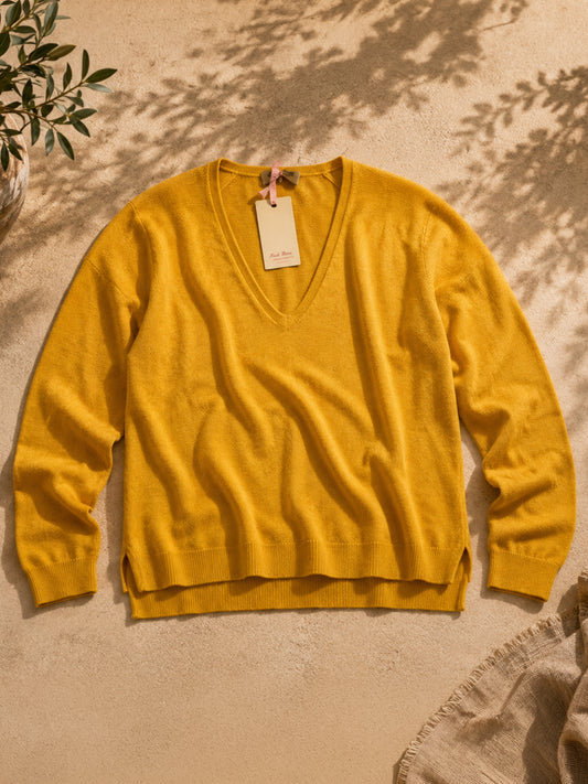 Cashmere V-Neck Damen unten offen
