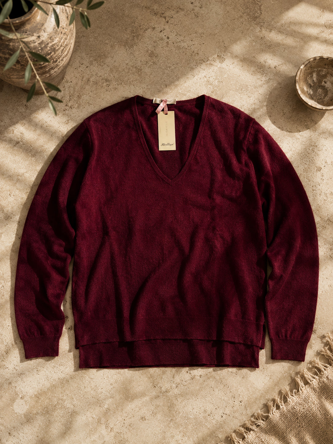 Cashmere V-Neck Damen unten offen