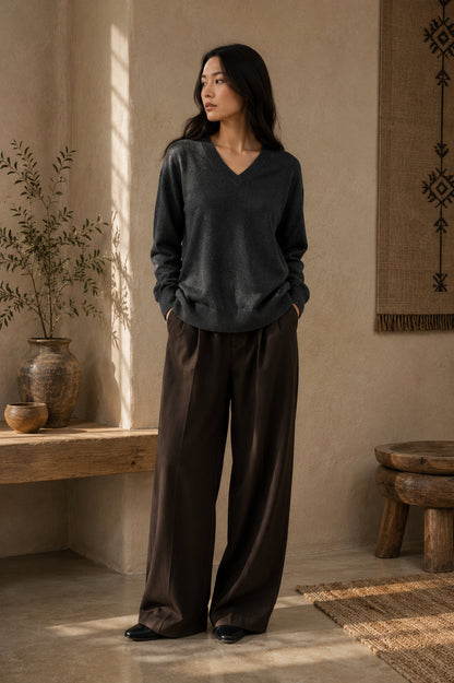 Cashmere V-Neck Damen unten offen