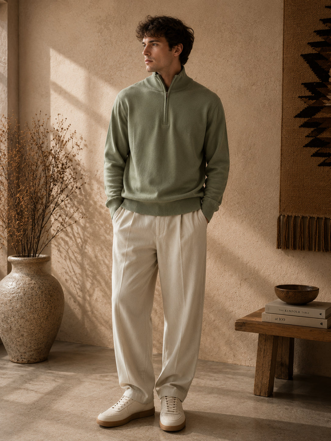 Cashmere Quarter Zip Herren Polo