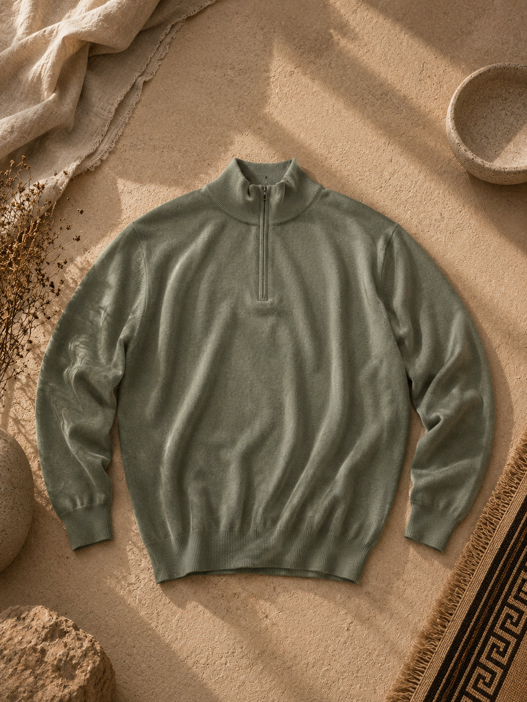 Cashmere Quarter Zip Herren Polo