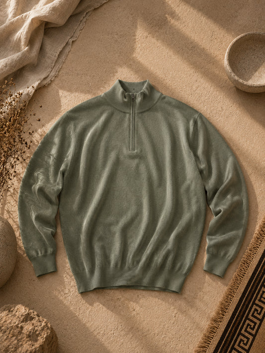 Cashmere Quarter Zip Herren Polo