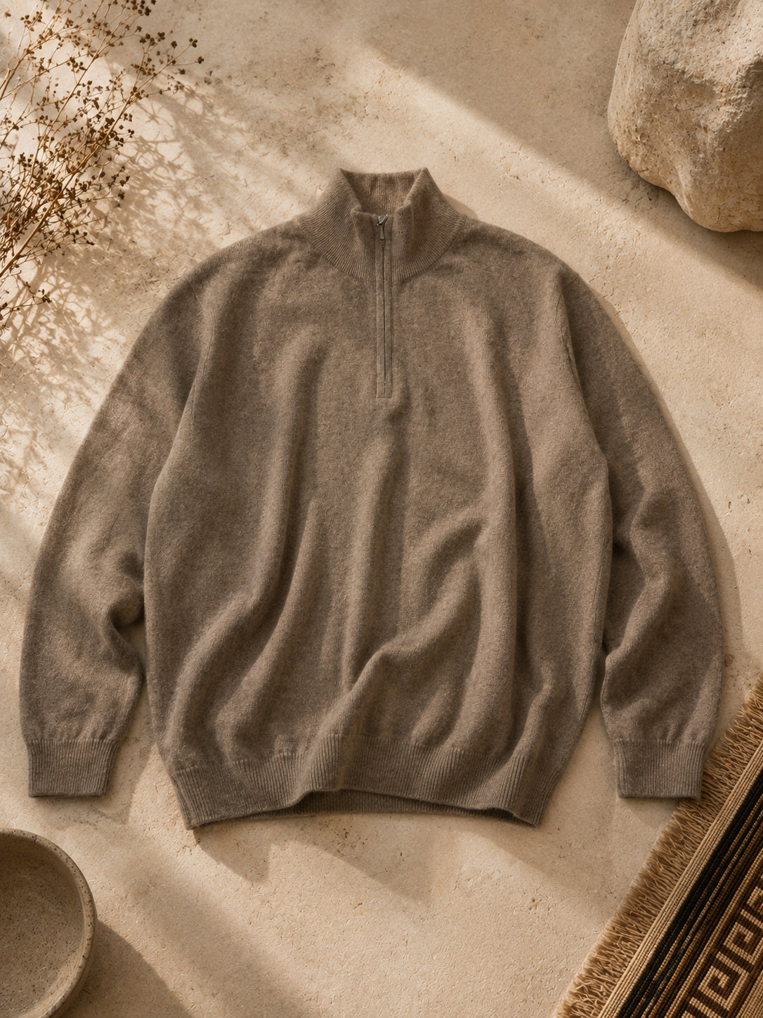 Cashmere Quarter Zip Herren Polo
