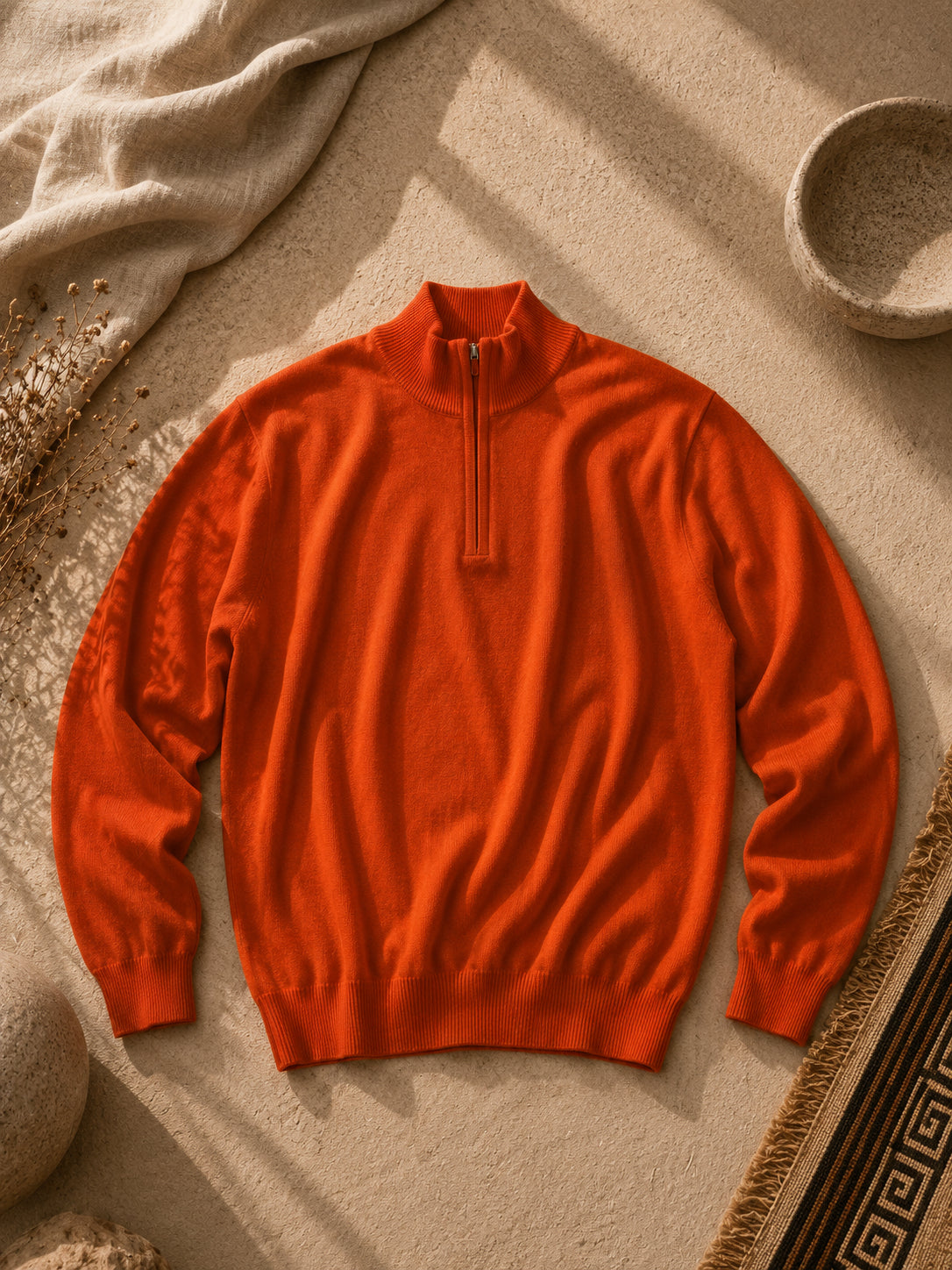 Cashmere Quarter Zip Herren Polo