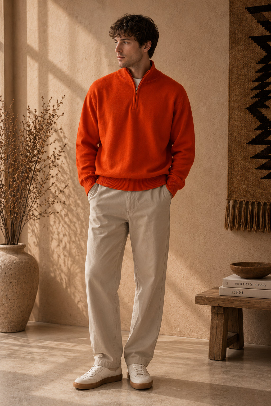 Cashmere Quarter Zip Herren Polo