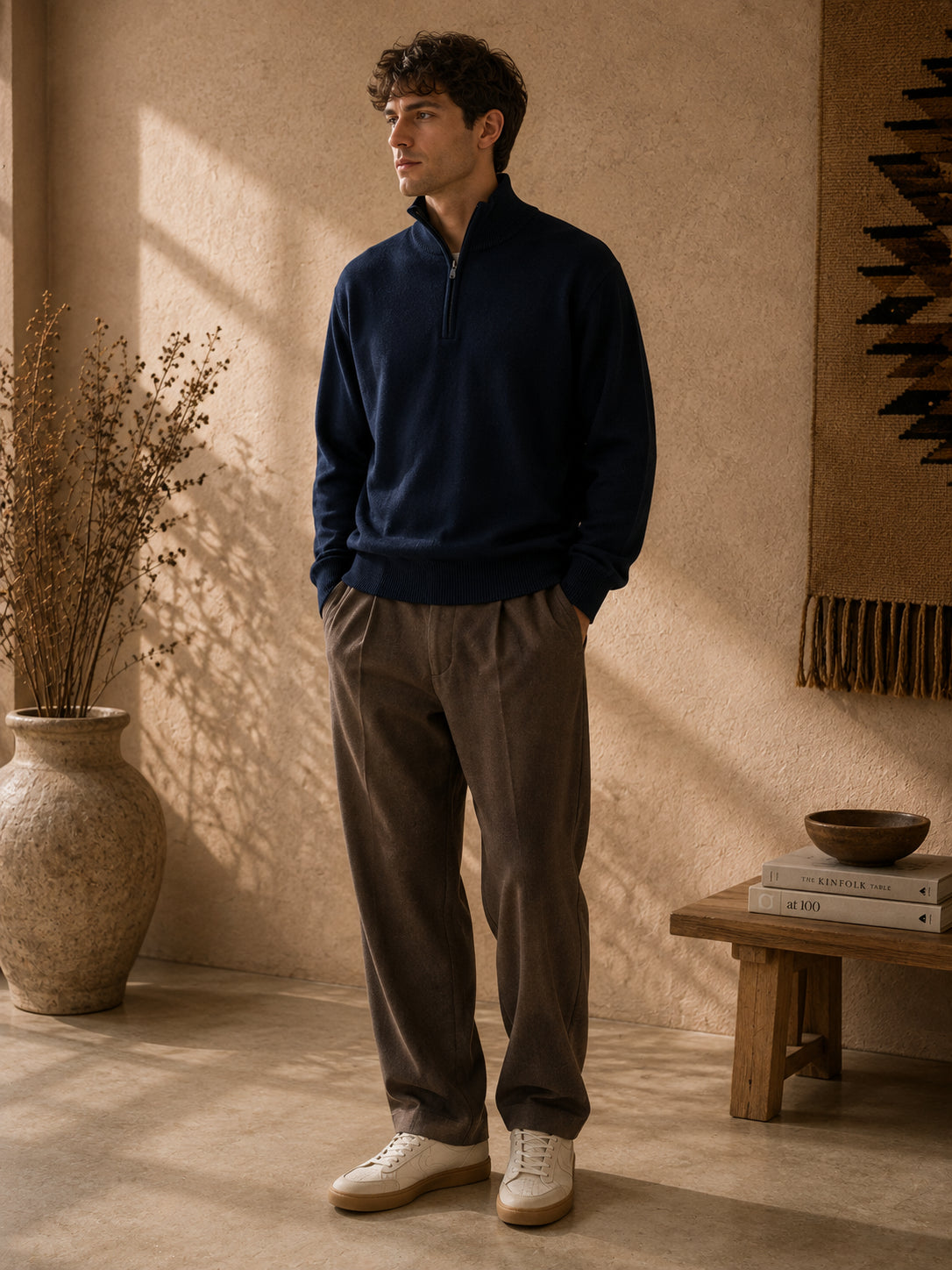 Cashmere Quarter Zip Herren Polo