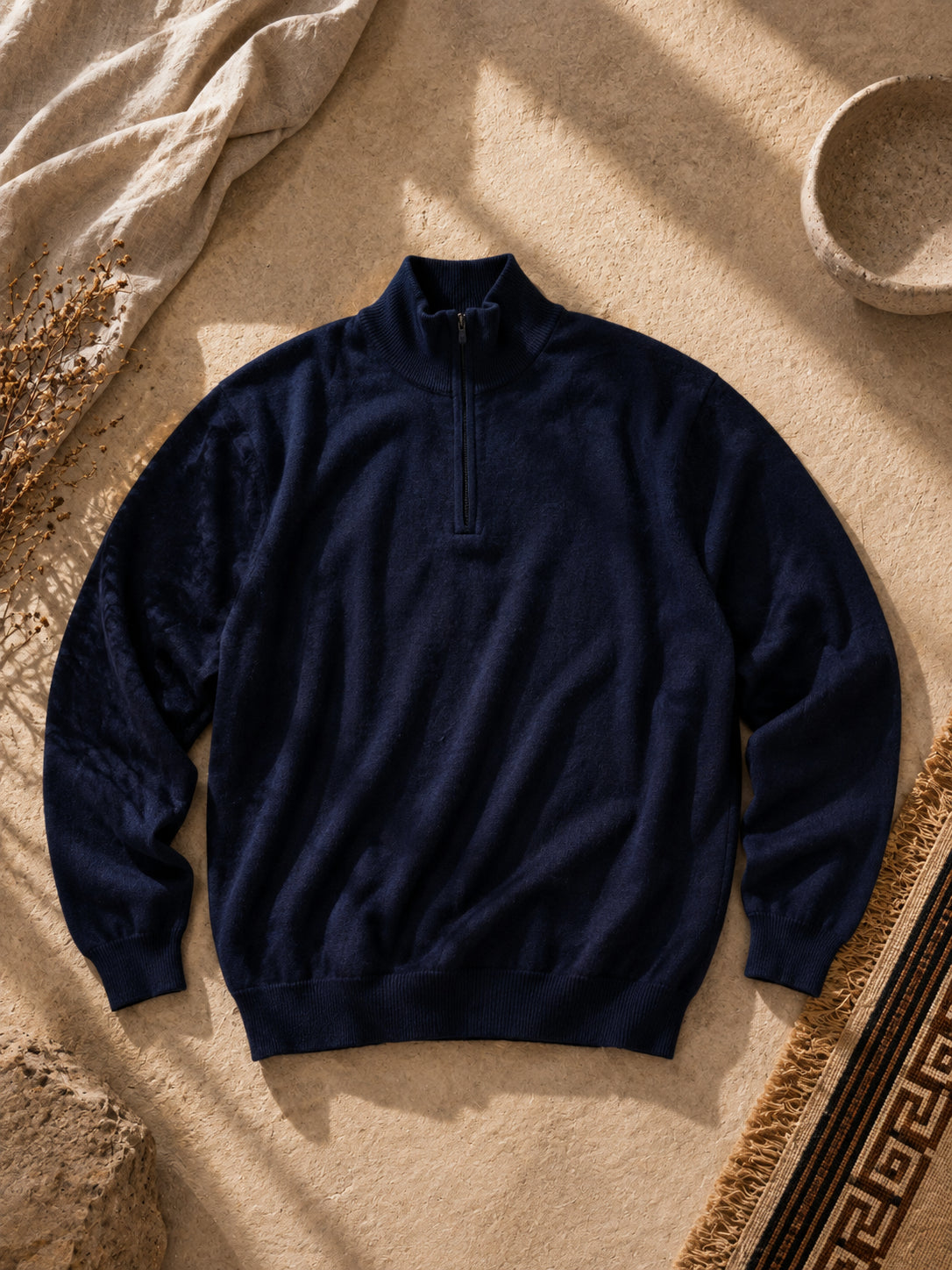 Cashmere Quarter Zip Herren Polo