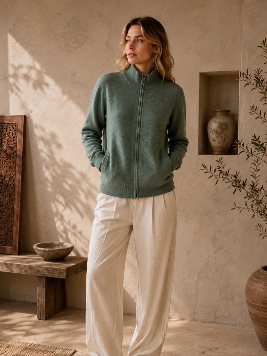 Cashmere Cardigan Zipper Damen