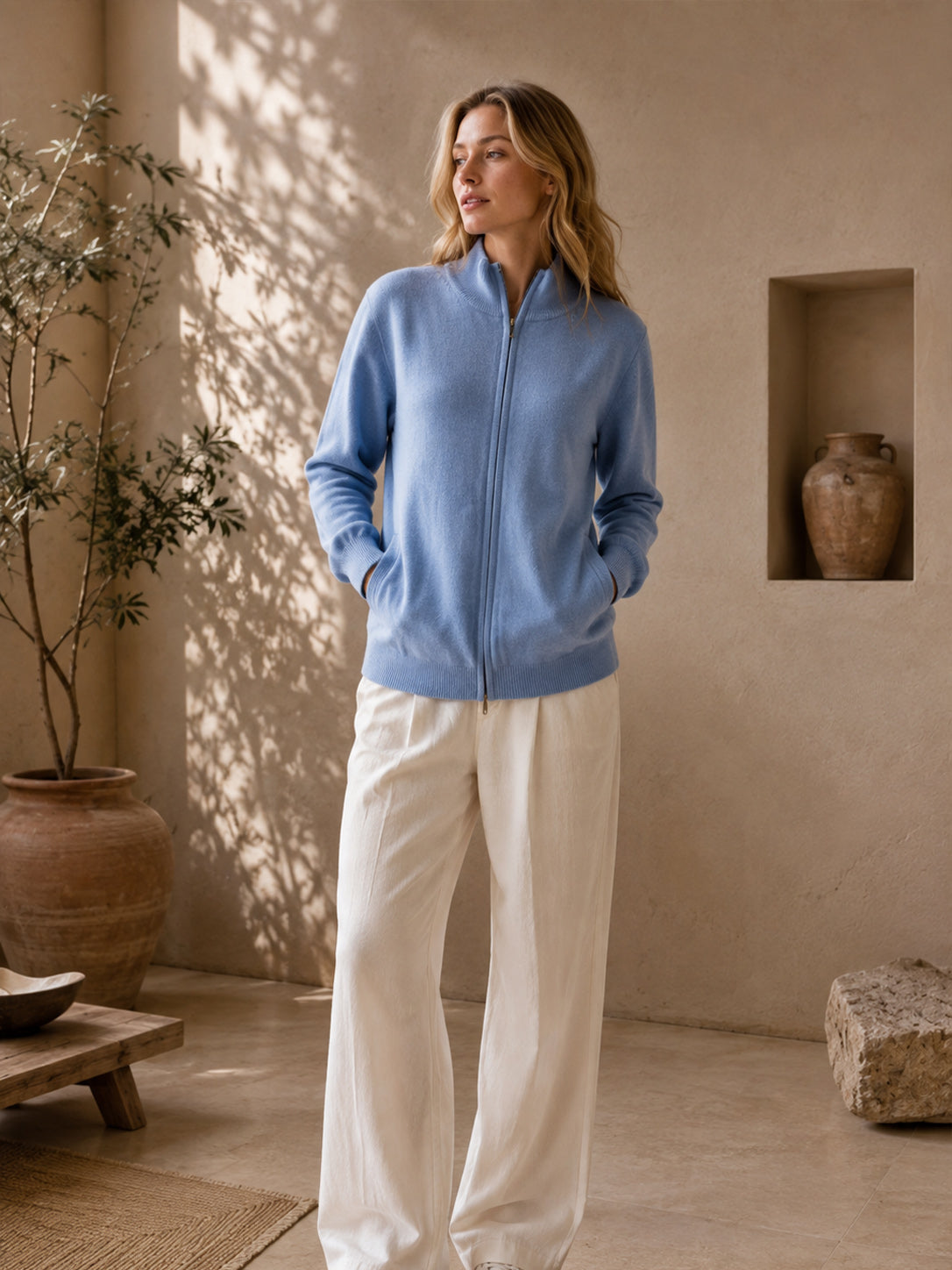 Cashmere Cardigan Zipper Damen