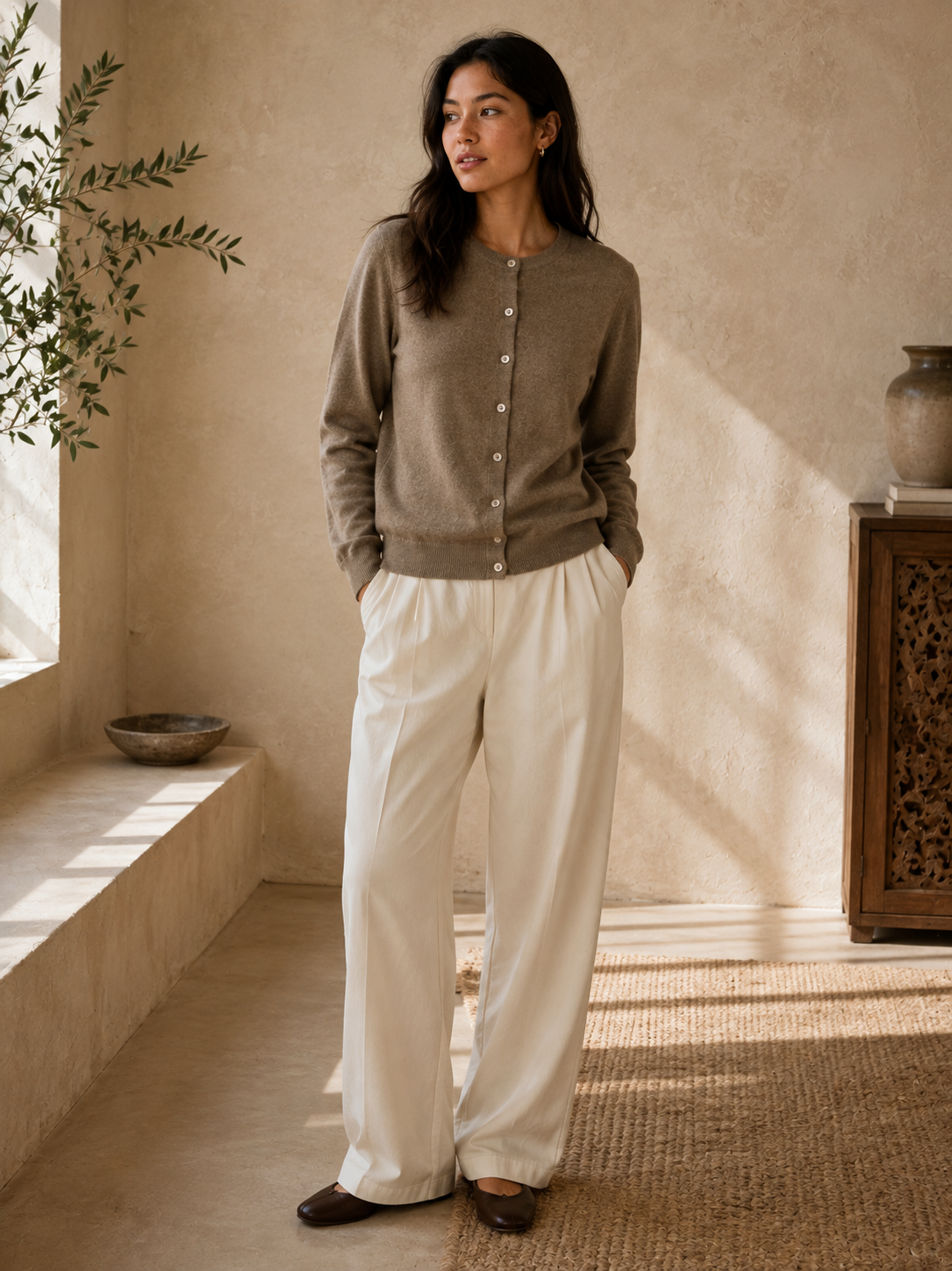 Cashmere Button Up Cardigan Damen