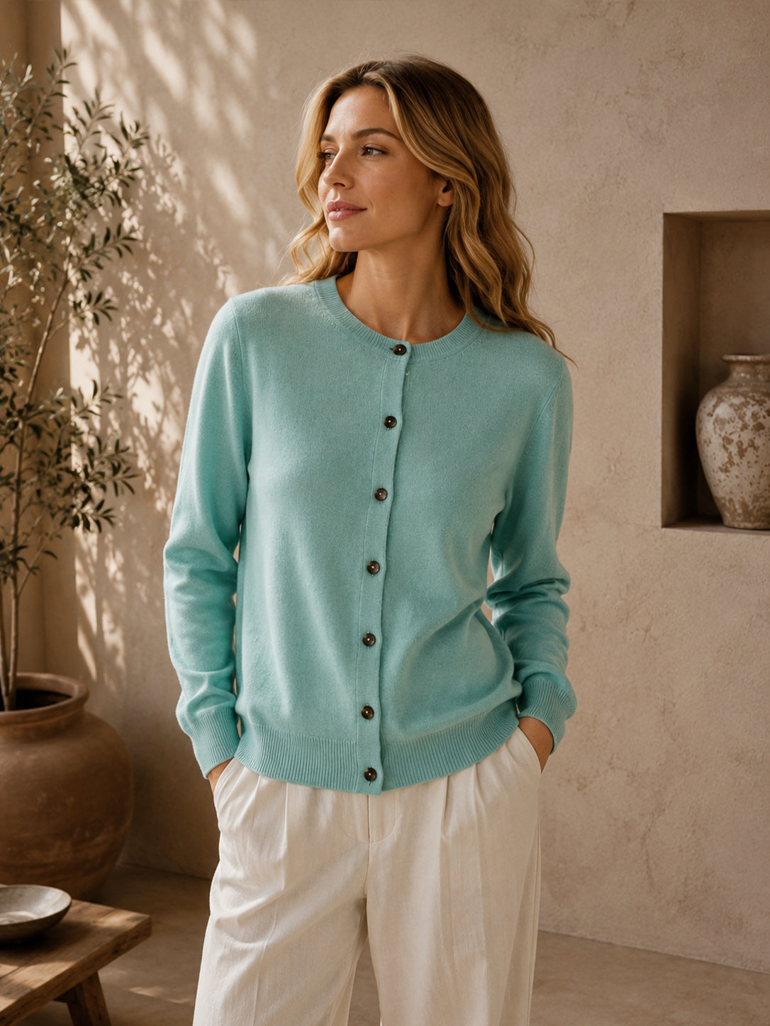 Cashmere Button Up Cardigan Damen