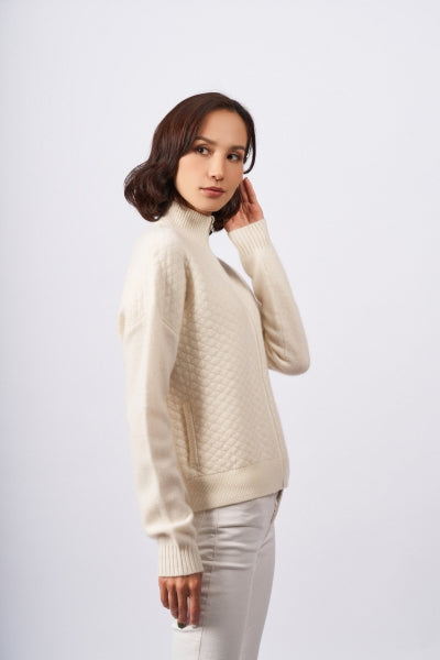 Cashmere-Strickjacke mit Reißverschluss
